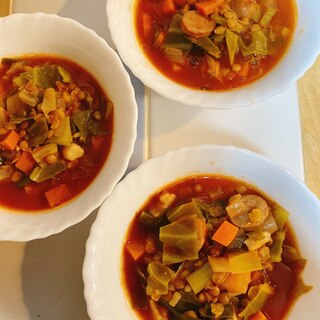 チリコンカン風 お豆と野菜のスープ